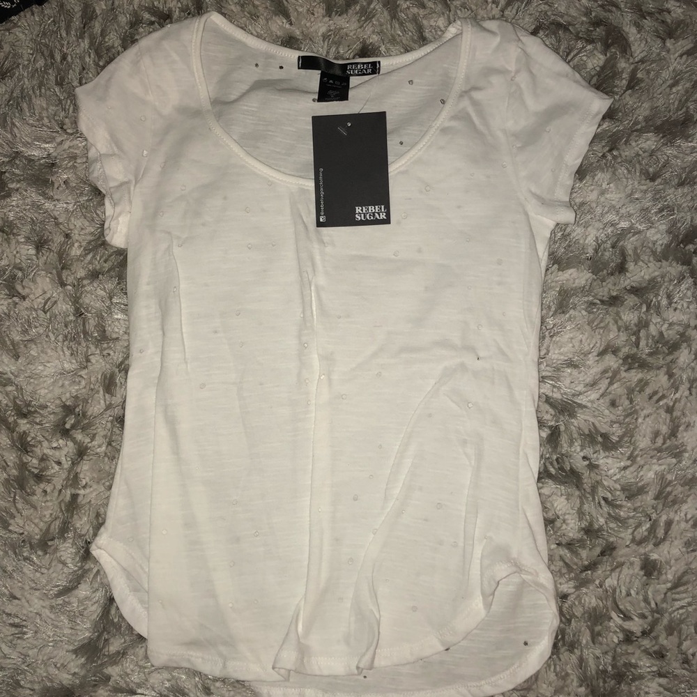 White scoop neck